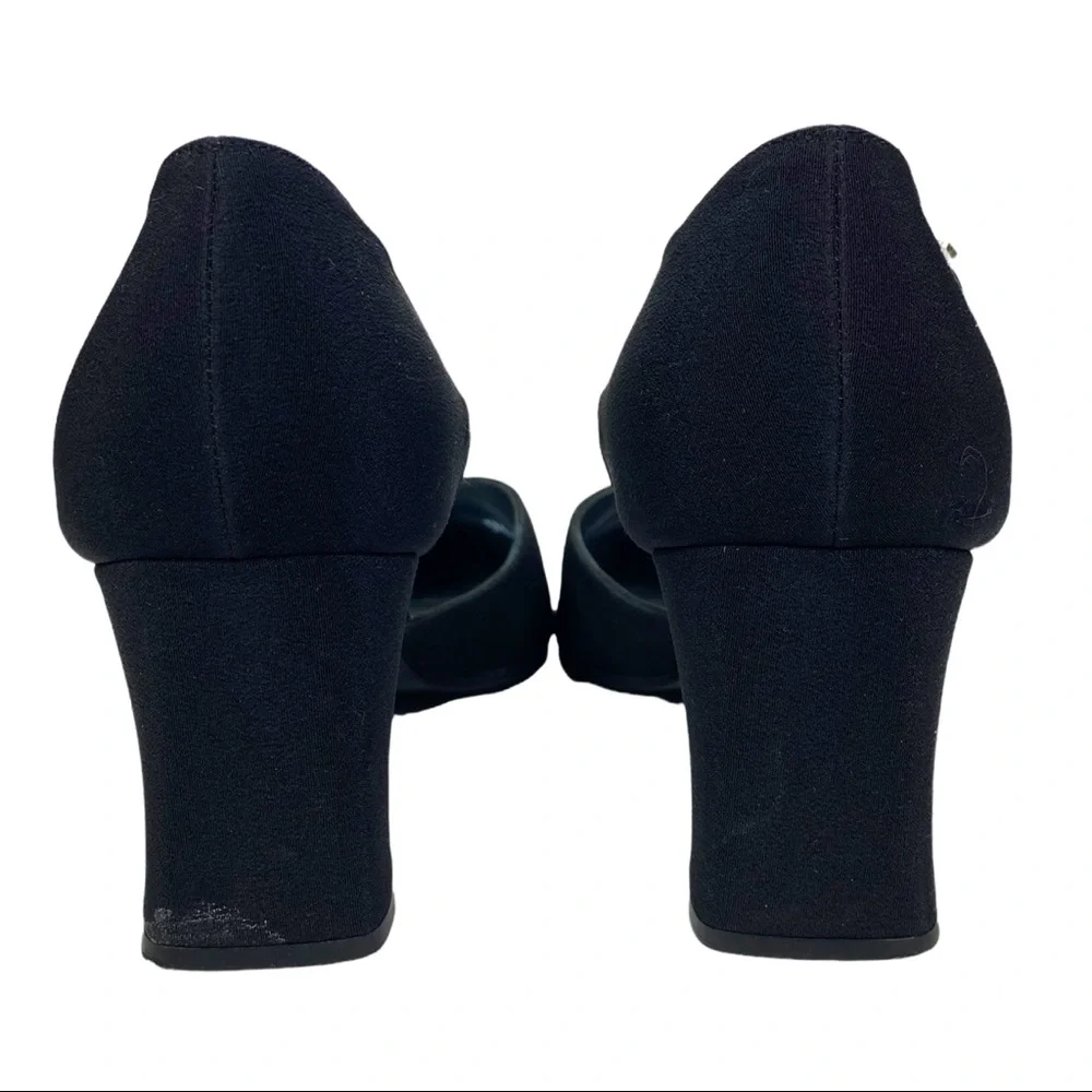 Vintage Stuart Weitzman Black Crystal Embellished D'orsay Style Guipure Heels